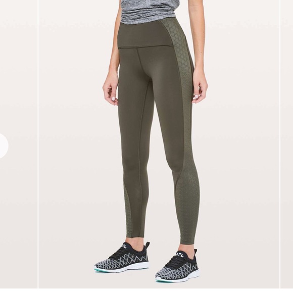 lululemon athletica Pants - Lululemon Strength and Sweat Tight 28” Dark Olive